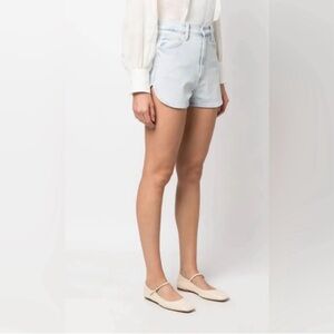 MOTHER The Tippy Top Frisky Zip Matinee Denim Short Size 25 I Do Declare Blue